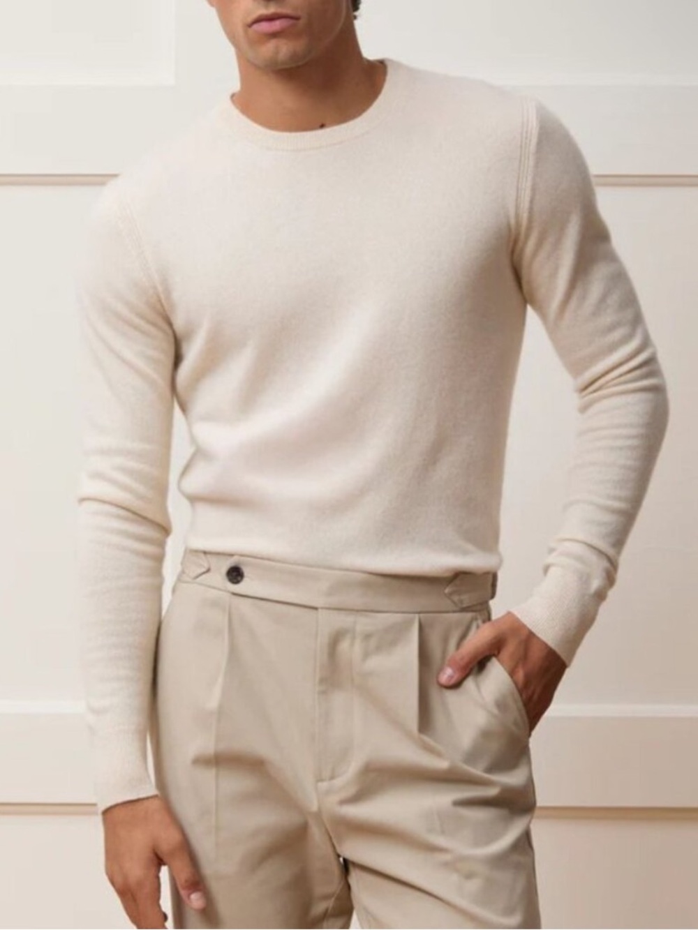 Todd Snyder Men's Bisque Cashmere Crewneck Sweater Size Small 8064